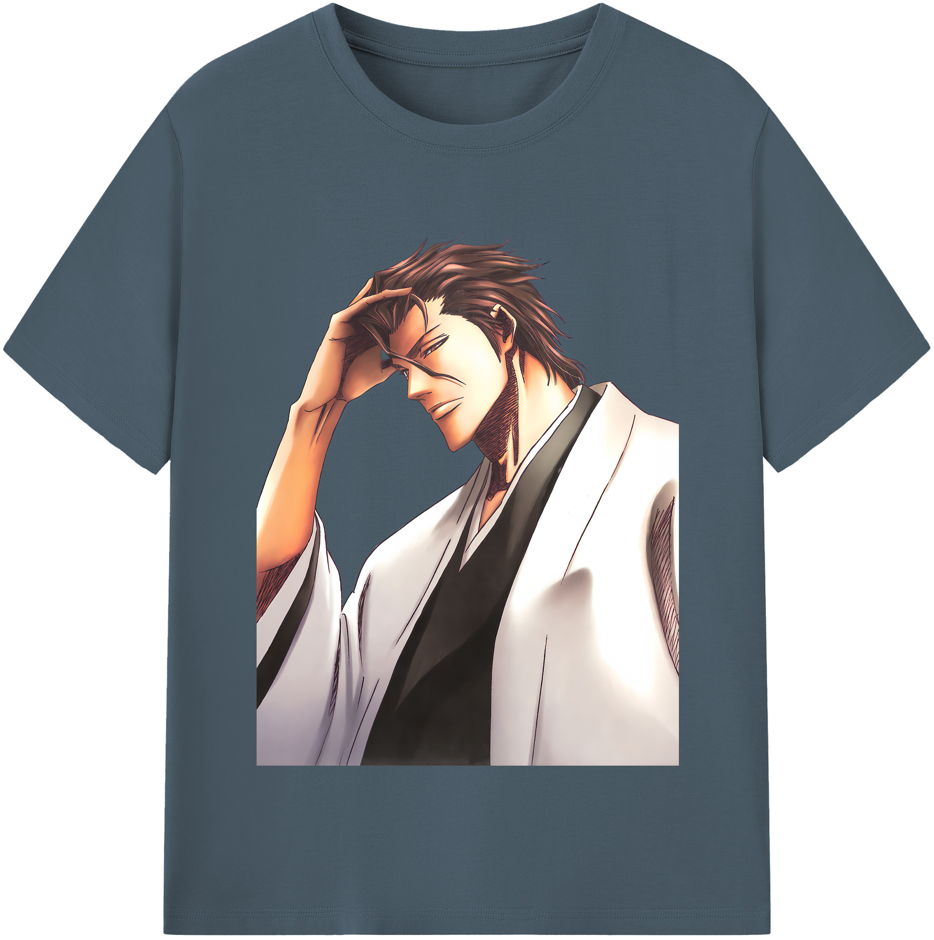 （画像用） ブリーチ 藍染 惣右介（あいぜん そうすけ） BLEACH Aizen Sousuke 綿100％半袖Tシャツ（フロントプリント）